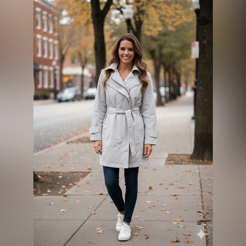 Metropolis Light Gray Trench Coat | NWOT - Picture 1 of 5